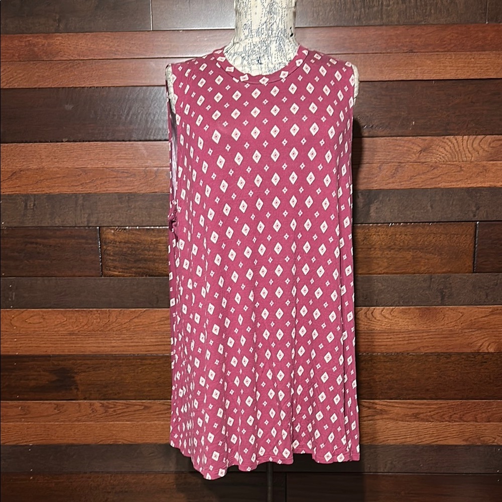 Lane Bryant Burgundy and Cream Geometric Dress